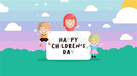 Happy Children`s Day Illustration Vector In Flat Style Cartoon Stock