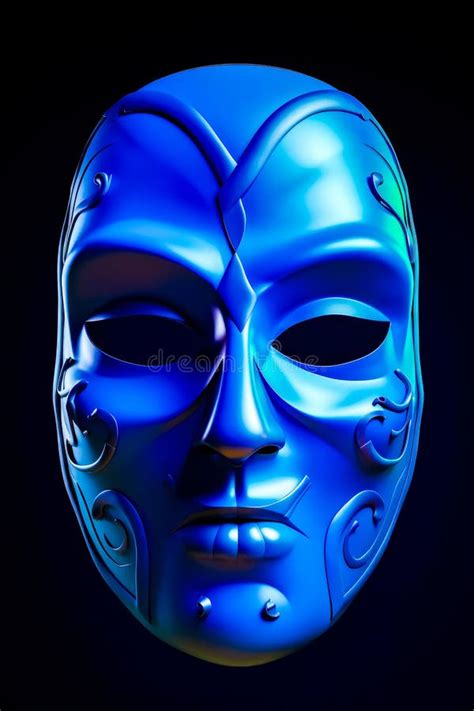 Blue Mask on Black Background with Blue Light in the Middle. Generative ...