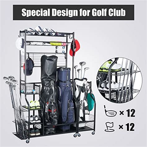 Mythinglogic Golf Bag Storage Garage Organizer 3 Golf Bags Storage