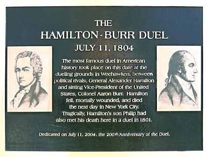 Weehawken Nj Revolutionary War Sites Alexander Hamilton Aaron Burr