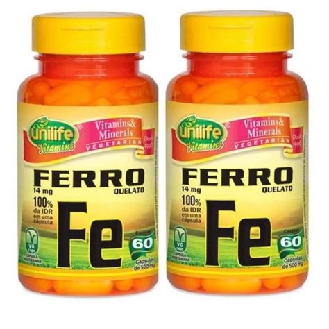 Kit Ferro Quelato Fe Unilife Mg Capsulas Autentico