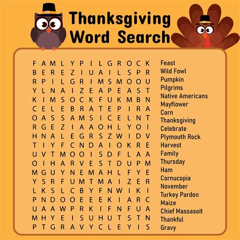 Thanksgiving Word Search Free Printable - Printable Calendars AT A GLANCE