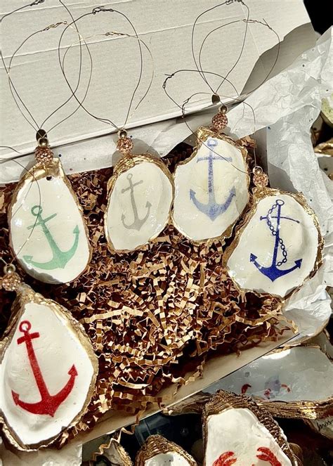 Anchor Oyster Shell Ornament T Set Seashell Christmas Ornament T