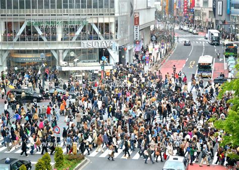 渋谷駅前のスクランブル交差点東京都渋谷区 写真素材 1918468 フォトライブラリー Photolibrary