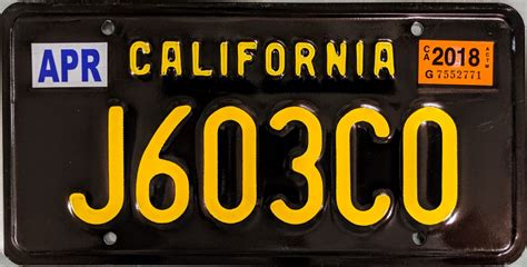 2018 California (1960's Legacy) License Plate (J603C0)