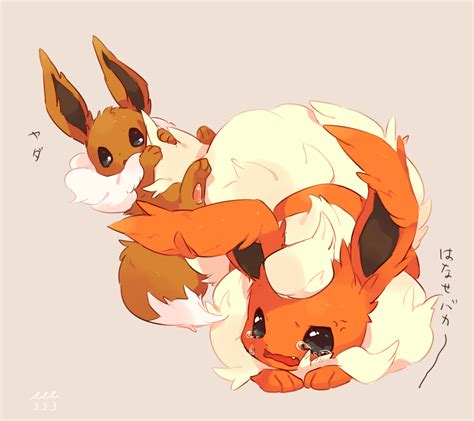 Eevee And Flareon Pokemon Drawn By Hidekol33l3b Danbooru