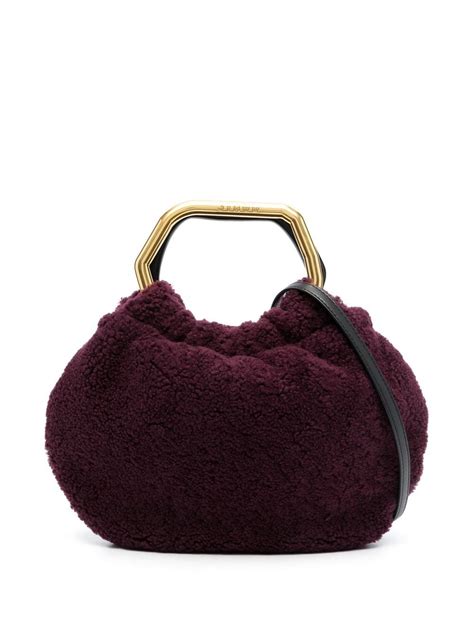 STAUD Lamb Fur Clutch Bag Purple FARFETCH