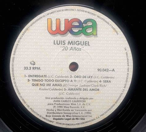 Luis Miguel Lp Vinilo 20 Años Incluye Insert Prensa Original Etsy