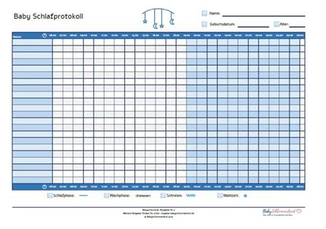 Schlafprotokoll Baby Kostenloses PDF Zum Ausdrucken