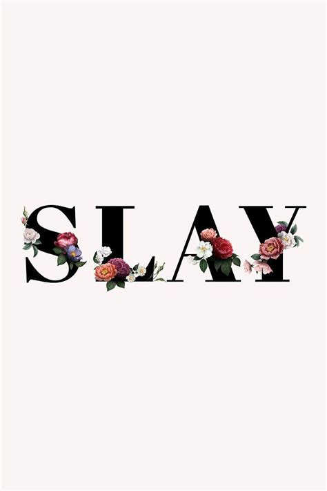 Download Free Image Of Floral Slay Word Typography On A Beige Banner By