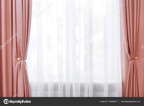 Room window with curtains — Stock Photo © belchonock #132462872