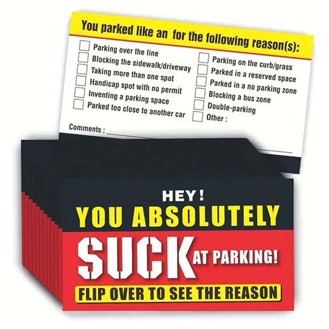 Coollooc Bad Parking Cards You Suck At Parking Cards Funny Parking