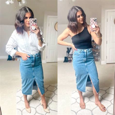 7 Ways To Style A Midi Denim Skirt Upstyle