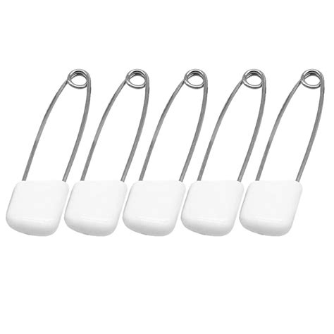 50pcs 55mm White Plastic End Safety Pins Durable Stainless Steel For