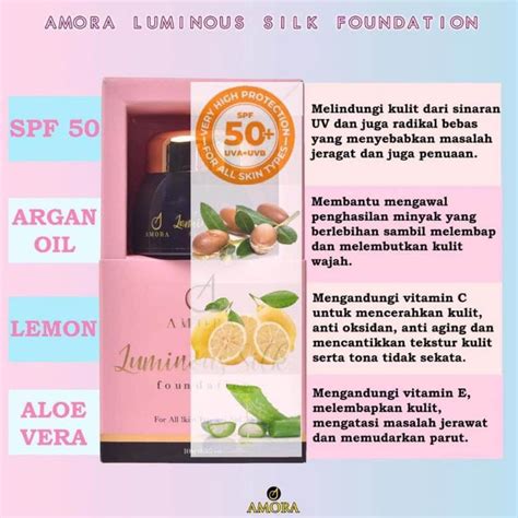 Amora Luminous Silk Foundation Viral Merawat Kulit Dan Glowing Original