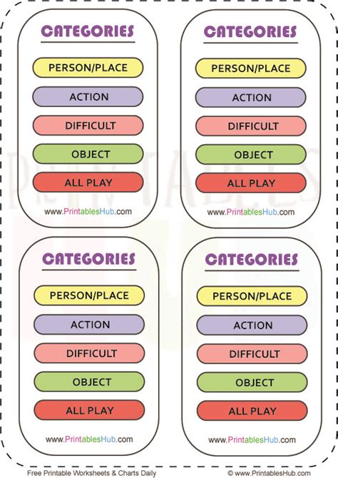 Pictionary Printable Cards