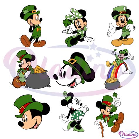 Mickey Mouse St Patricks Day Bundle Svg File Minnie Mouse Svg Oladino