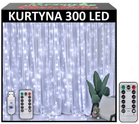 KURTYNA ŚWIETLNA GIRLANDA BARWA ZIMNA 200 LED NA USB 3x2M SOPLE PILOT