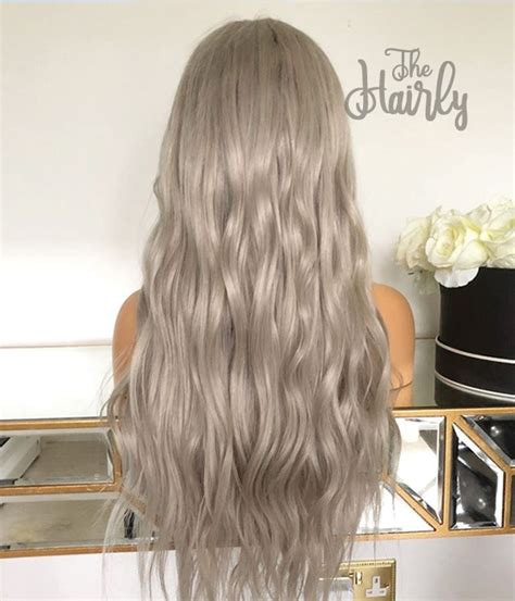 Peruka naturalna front lace mikroskóra srebrny blond hairly pl