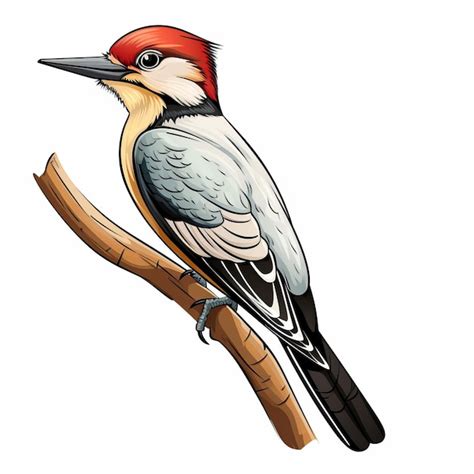 Premium Photo Woodpecker Clip Art Realistic Portrait And Outline For