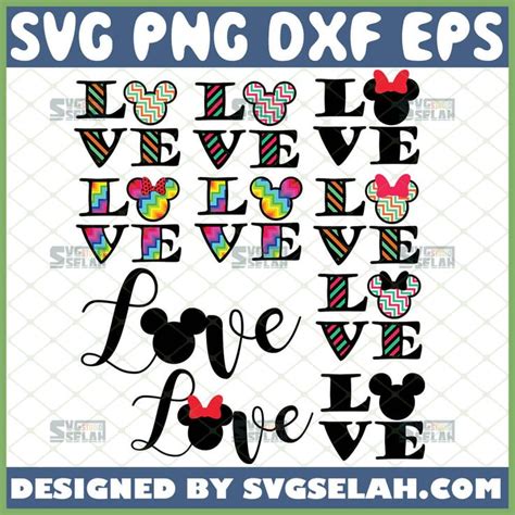 Love Disney Svg Bundle Love Mickey And Minnie Mouse Svg File For