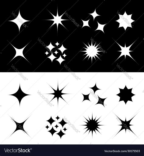 Stars sparkles sign symbol shape set cute Vector Image