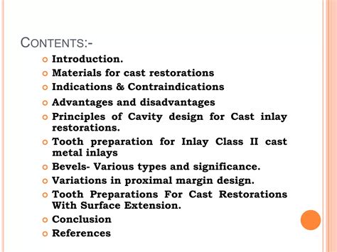 Cast Gold Inlay Restorations Ppt