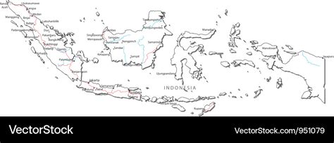 Indonesia Black White Map Royalty Free Vector Image