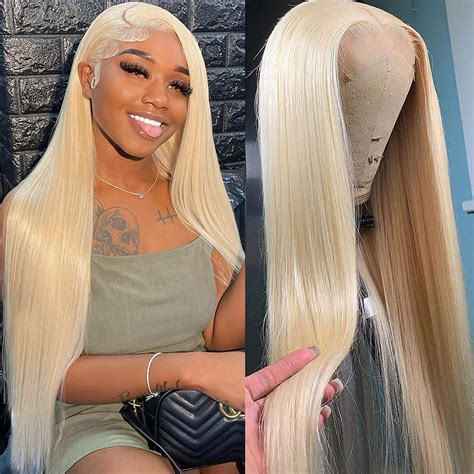 Amazon Blonde Lace Front Wig Human Hair Density Straight