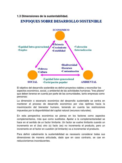 1 3 Dimensiones De La Sustentabilidad Sustentabilidad Desarrollo Sostenible