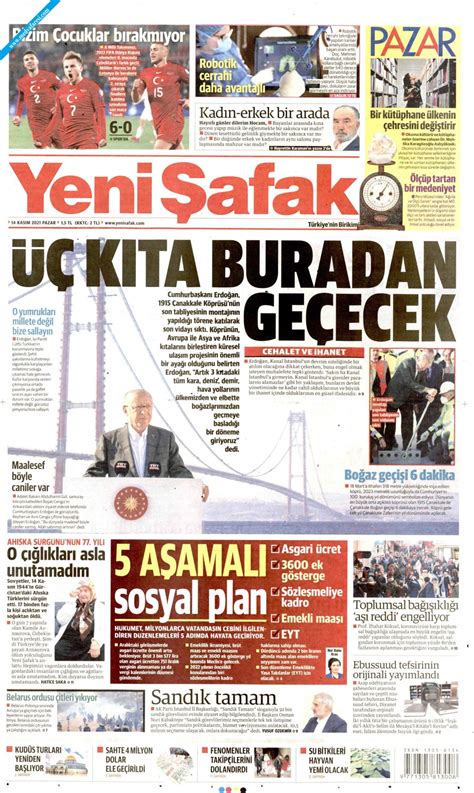 Yeni Şafak Gazetesi 14 Kasım 2021 Pazar