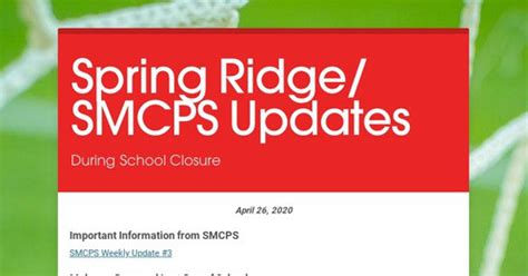 Spring Ridge Smcps Updates Smore Newsletters