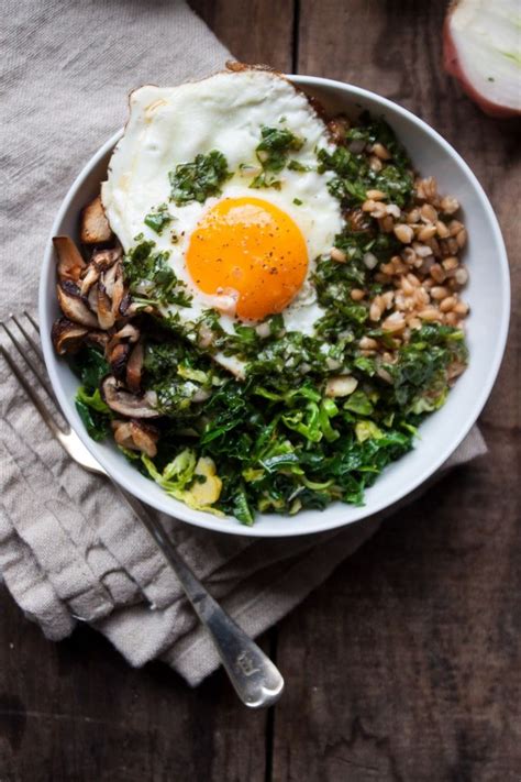 Delicious Farro Bowl Recipe With Shiitakes And Winter Greens