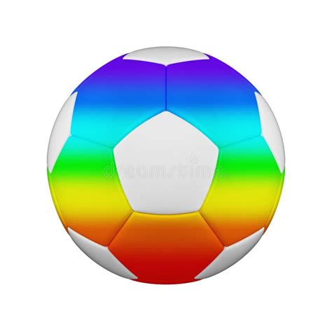 Soccer Ball Isolated On White Background White And Rainbow Football