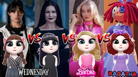 My Talking Angela 2 Cosplay Wednesday Addams Vs Morticia Vs Barbie