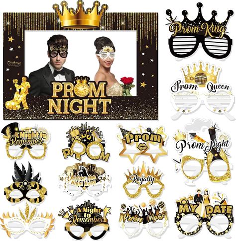 Howaf Prom Night Photo Booth Props Kit Prom Night Photo Frame With