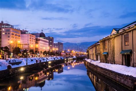 Otaru canal stock photo. Image of tour, reflection, icicle - 67690972