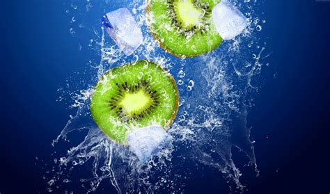 Two Sliced Kiwi Fruit Submerge In Water Hd Wallpaper Wallpaper Flare