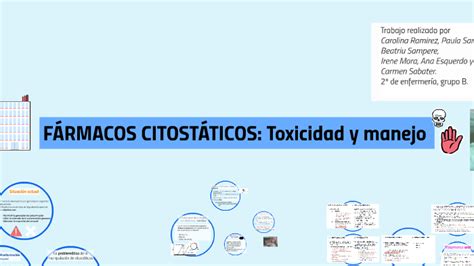 F Rmacos Citost Ticos Toxicidad Y Manejo By Carmen Sabater Bernab On