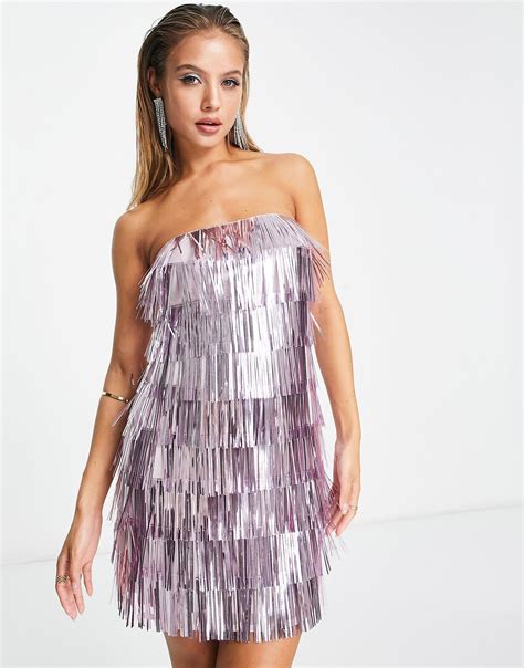 River Island Fringed Sequin Mini Dress In Purple Lyst