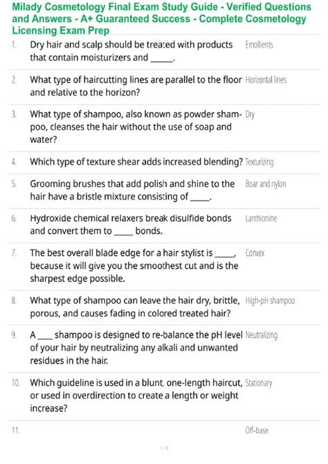 Study Guide Milady Cosmetology Exam