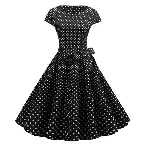 Robe Dété Noire à Pois Style Vintage Pin Up Années 50 Madame Pin Up