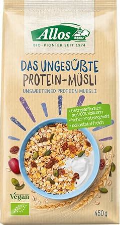 Allos Bio Das Ungesüßte Protein Müsli 1 x 450 gr Amazon de