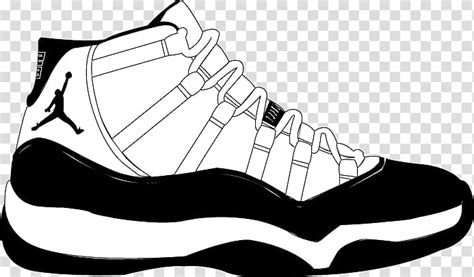 Unpaired black and white Air Jordan 11 shoe illustration, Air Jordan ...