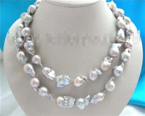 32 Genuine Natural 20mm Gray Reborn Keshi Pearl Necklace 14k Pearl