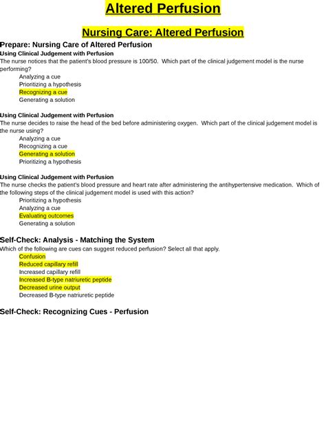 Nr Week Edapts Edapt Week Altered Perfusion Nursing Care