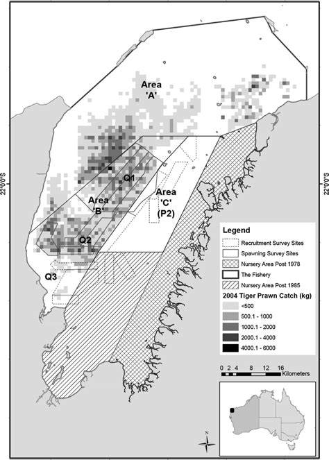 Location Of Exmouth Gulf Western Australia And Prawn Survey Areas For