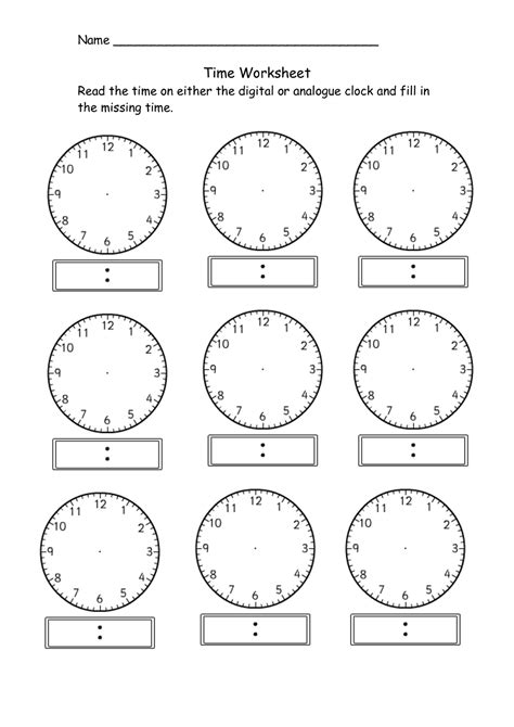 Blank Clock Worksheet