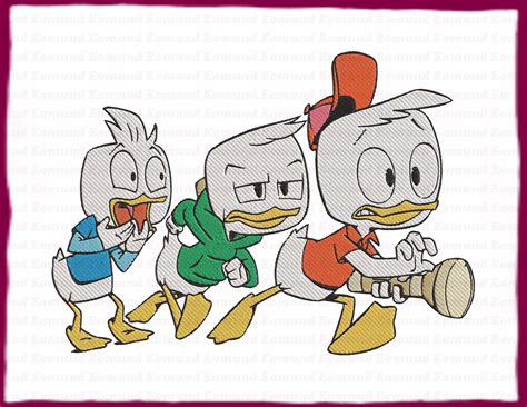 Huey and Dewey and Louie Ducktales Fill Embroidery Design 16 Instant ...