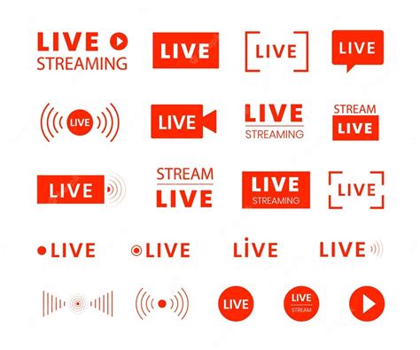 Premium Vector Live Streaming Icons Video Broadcasting Buttons